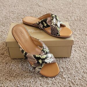 New Madewell Skyler Slide Sandal Snake Embossed Leather 8 Women